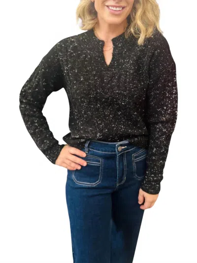 Charlie B Speckel Chord Sweater In Black