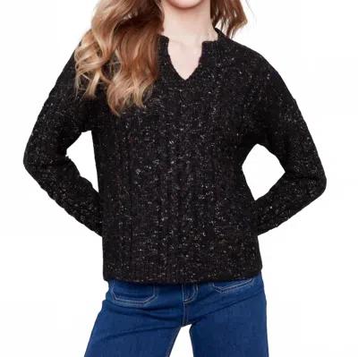 Charlie B Speckle Knit Sweater In Black