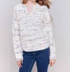 Charlie B Speckled Yarn Cable Knit Sweater In Ecru In White