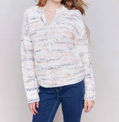 Charlie B Speckled Yarn Cable Knit Sweater In Ecru In White