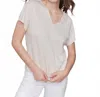 Charlie B Foil Print Linen Blend Dolman Top In Champagne In White
