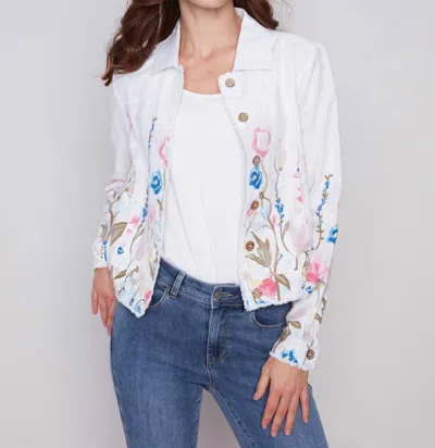 Charlie B Spring Has Sprung Crop Jacket In Pastel In White