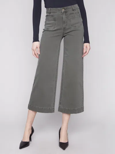 Charlie B Spruce Cropped Twill Pants In Olive In Green