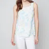 Charlie B Square Neck Linen Cami In Azul