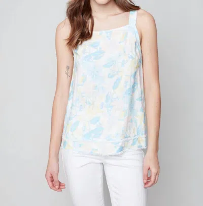Charlie B Square Neck Linen Cami In Azul