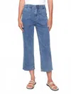 Charlie B Straight Leg Pork Chop Pocket Pants In Medium Blue In Blue