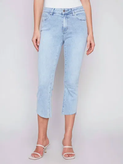 Charlie B Stretch 5 Pocket Cropped Pant In Bleach Blue In Multi