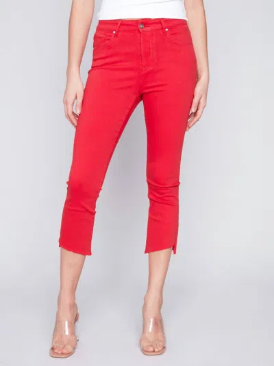 Charlie B Stretch Cropped Pants In Cherry In Red