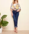 Charlie B Stretch Jeans With Frayed Hem In Indigo In Blue