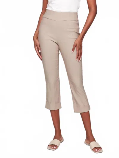 Charlie B Stretch Pull-on Capri Pants In Greige In Gray