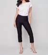 Charlie B Stretch Pull-on Cuffed Pant In Black