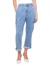 Charlie B Stretch Tencel Cargo Pants In Chambray