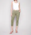 Charlie B Stretch Twill Slim Leg With Belt Pant In Celadon In Green