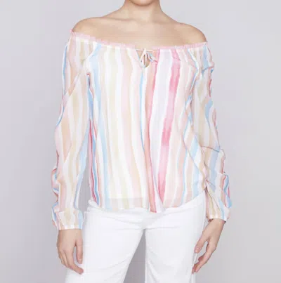 Charlie B Strip Print Blouse In Multi