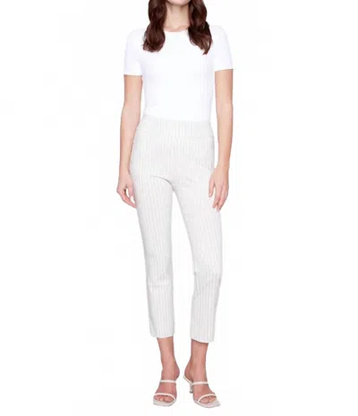 Charlie B Stripe With Pockets Capri Pants In Greige In Gray