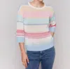 Charlie B Striped Crewneck Sweater In Pastel In White