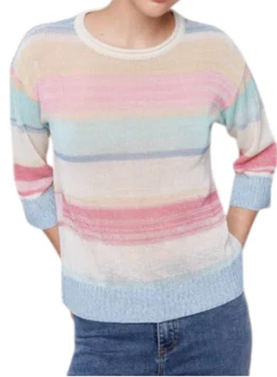 Charlie B Striped Crewneck Sweater In Pastel In White