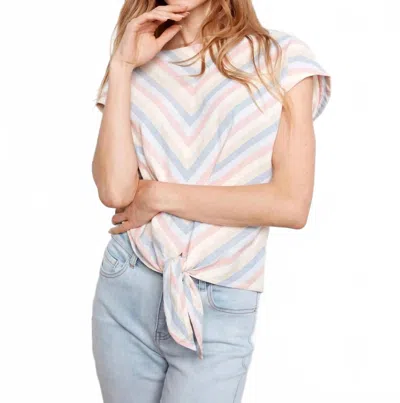Charlie B Striped Linen Blend Tie-front Blouse In Boardwalk In White