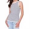 Charlie B Striped Rib Knit Tank Top In White In White