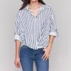 Charlie B Striped Linen Blend Shirt In Stripes In Multi
