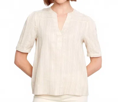 Charlie B Striped Short Sleeve Blouse In Fog In Multi