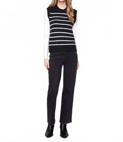 Charlie B Striped Sleeveless Sweater Vest In Black In Multi