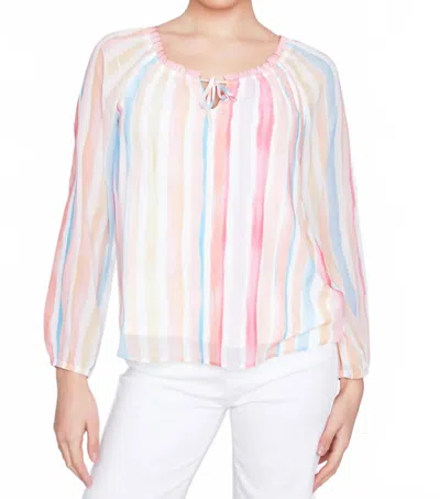Charlie B Stripes Chiffon Blouse In Pink /blue In Multi