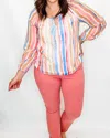 Charlie B Stripes Off-shoulder Blouse In Peach