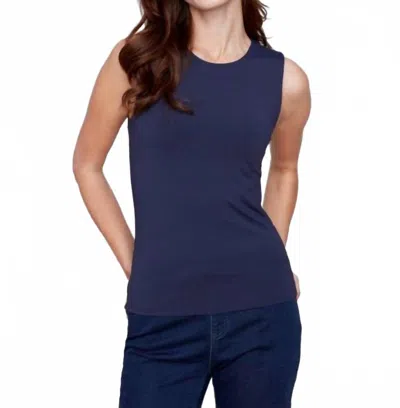 Charlie B Super Stretch Sleeveless Top In Navy In Blue