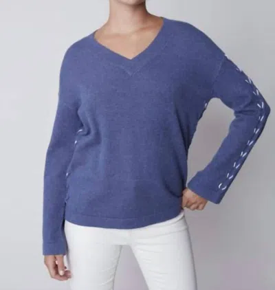 Charlie B Sweater With Detail On Sides In Denim In Purple