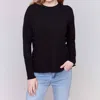 Charlie B Sweater With Side Buttons In Black In Black