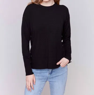 Charlie B Sweater With Side Buttons In Black