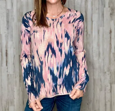 Charlie B Talia Tie Dye Sweater In Pink/blue In Multi