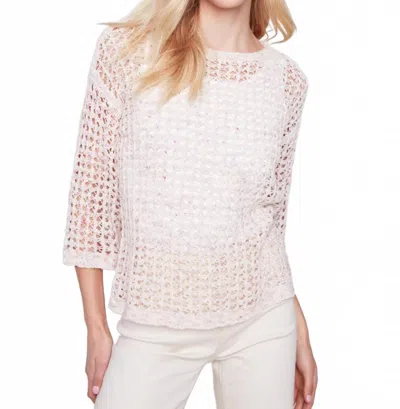 Charlie B Tape Yarn Fishnet Top In Tulip In White