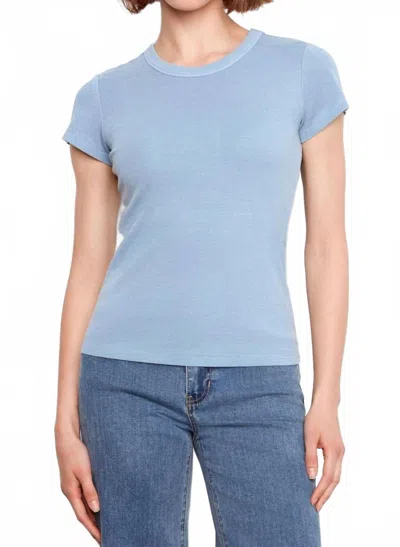Charlie B Tencel Ribbed Crew Neck Tee In Blue