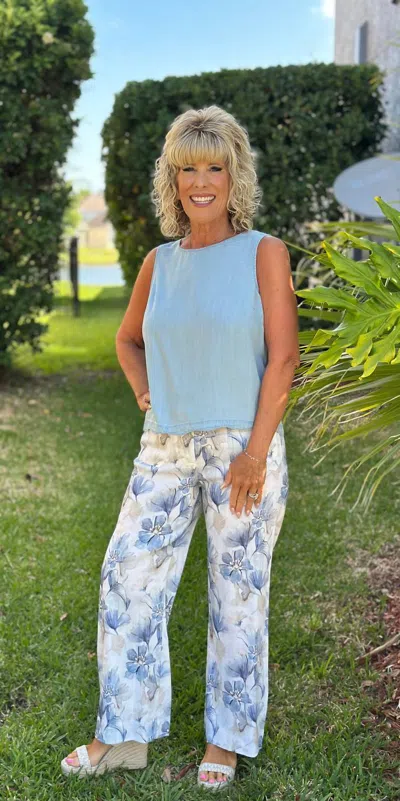 Charlie B The Savannah Wide Leg Pant In Serene In Blue