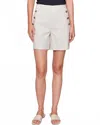 Charlie B Linen Blend Stretch Shorts With Button Detail In Natural In White