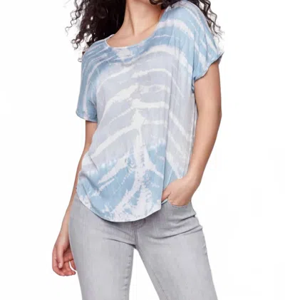 Charlie B Tie Dye Round Neck Top In Cerulean In Blue