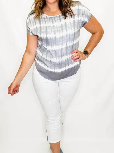 Charlie B Tie Dye Short Sleeve Top In Ceramic Gray
