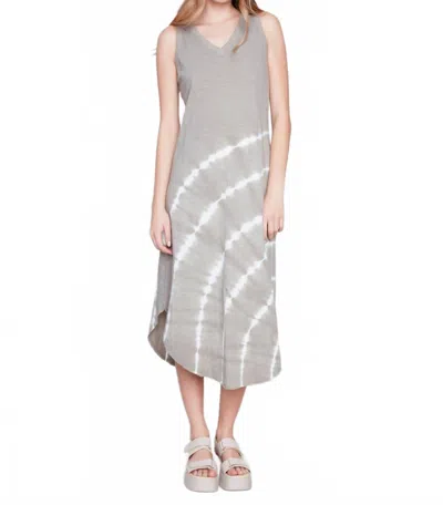 Charlie B Tie Dye Sleeveless V Neck Dress In Celadon