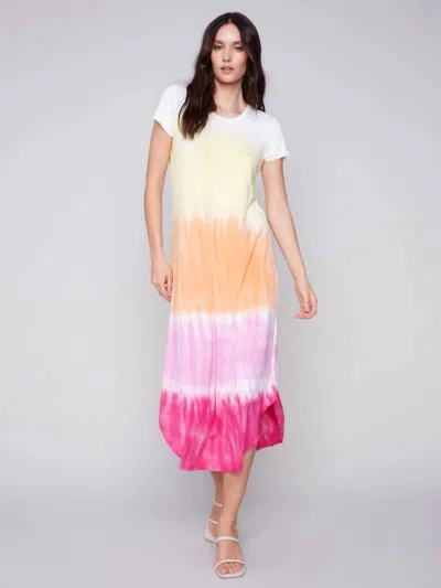 Charlie B Tie Dye Tee Shirt Dress In Sunset In Multi