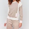 Charlie B Color Block Sweater With Pocket Detail In Truffle In Yellow