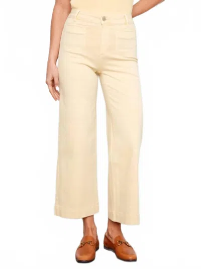 Charlie B Twill Cropped Flare Leg Pant In Butter In Neutral