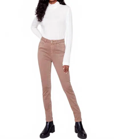 Charlie B Twill Cuff Pant In Truffle In Animal Print