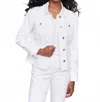 Charlie B Twill Jean Jacket With Frayed Edges In White