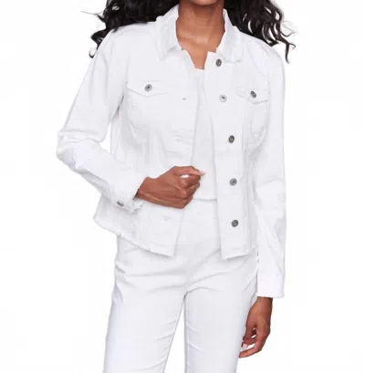 Charlie B Twill Jean Jacket With Frayed Edges In White