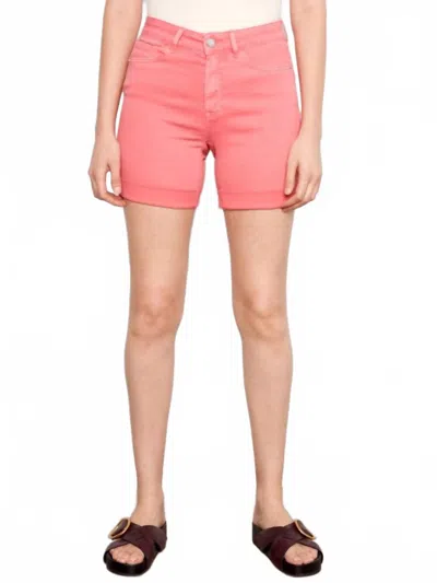 Charlie B Twill Shorts With Rolled Hem In Sorbet In Pink
