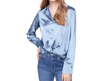 Charlie B Twisted Front And Button Shirt In Blue