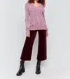 Charlie B V-neck Cable Knit Sweater In Cabernet In Red
