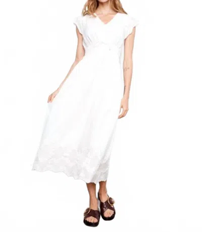 Charlie B V Neck Elastic Waist Dress In White